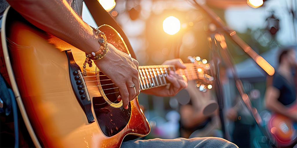 Guitarist playing music